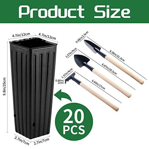 20 Pcs Plastic Deep Nursery Pots,9.8" Tall Tree Pots, - color: Square