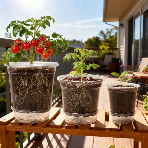 Bluepro Self Watering Pots for Indoor Plants, 4/5/6.5 Inch, 18-Pack - size: 4/5/6.5 Inch-18Pcs