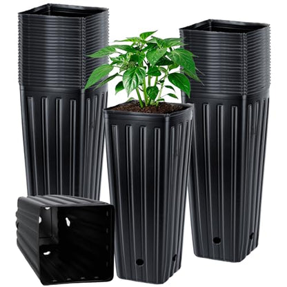 50PCS Tree Pots - 9.8" H x 4.7" W Tall Nursery Pots for Plants Indoor or Outdoor Gardening, Tall Planters with Drainage Holes - size: 9.8" H x 4.7" W
