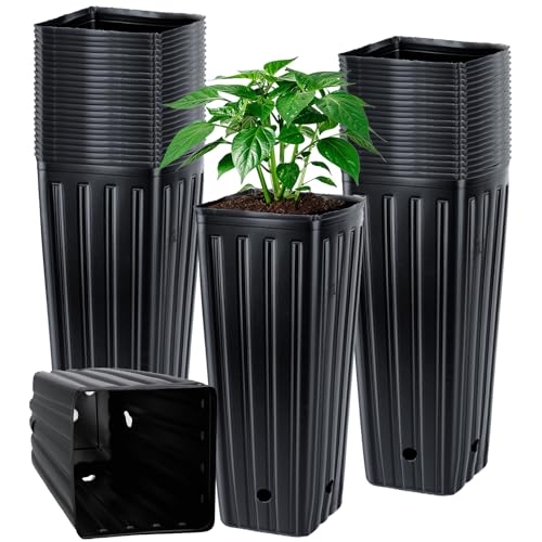 50PCS Tree Pots - 9.8" H x 4.7" W Tall Nursery Pots for Plants Indoor or Outdoor Gardening, Tall Planters with Drainage Holes - size: 9.8" H x 4.7" W