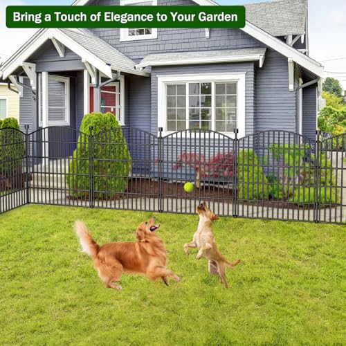 10 Panel No Dig Decorative Garden Fence 32" H x 23.6'L Outdoor Dog Barrier - size: 32 in(H) X 23.6 ft(L)