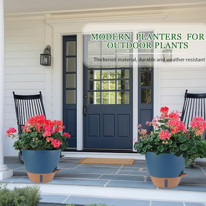 12/10/8 inch Plant Pots, Large Plastic Self Watering Planters - color: Navy Blue, size: 8/10/12 inch