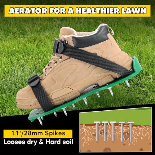 Lawn Aerator Shoes with 1.1''Spikes - color: Green