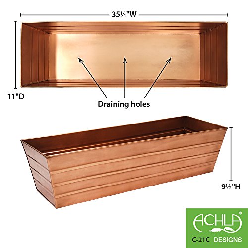 Achla Designs C-21C Plated Flower Box, Window Flowerbox Planter, Large, Copper - color: Copper, size: Large