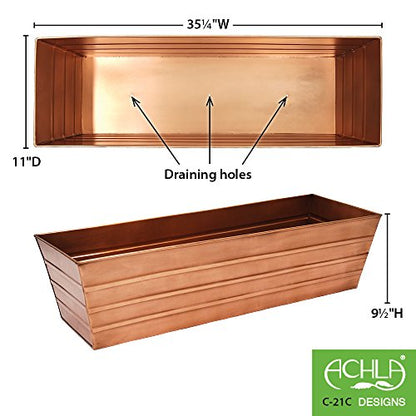 Achla Designs C-21C Plated Flower Box, Window Flowerbox Planter, Large, Copper - color: Copper, size: Large