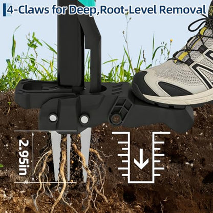 Garvee 40" Long Handle Stand Up Weed Puller - 4-Claw with Ejector Gardening Hand Weeding Tool Easy-Eject Easily Remove Weeds Without Bending, Pulling, or Kneeling.