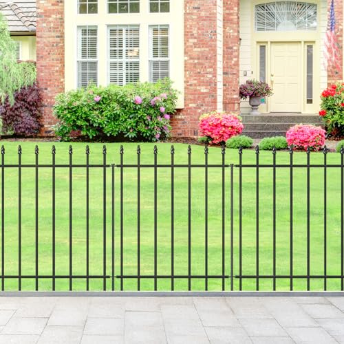 Decorative Metal Garden Fence 30" x 10', Outdoor Fence Border with Stakes - size: 30″H x 10ft（5 Panels）