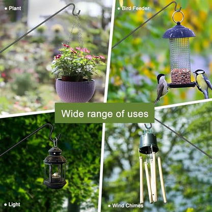 MIXXIDEA Deck Hook Outdoor Hanging Brackets：43 Inches Wall Mounted Hook Plants & Wind Chimes Risk-Free Lanterns Large Wind Chimes Lanterns - size: 43"Deck hook with 1 pack wall-mounted part