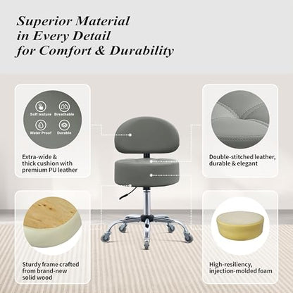 Ergonomic Drafting Stool with Backrest Heavy Duty Hydraulic for Shop - color: Grey, style: Stylish