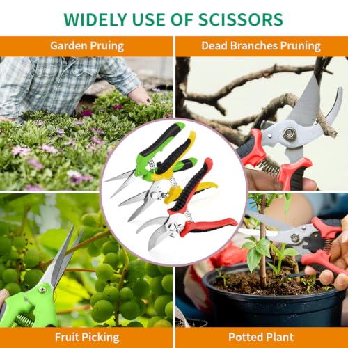 Garden Pruning Shears 3 Pack Gardening Shears Garden Scissors Stainless Steel Plant Flower Scissors Clippers Pruning Shears tijeras de jardinería - color: Red and Black