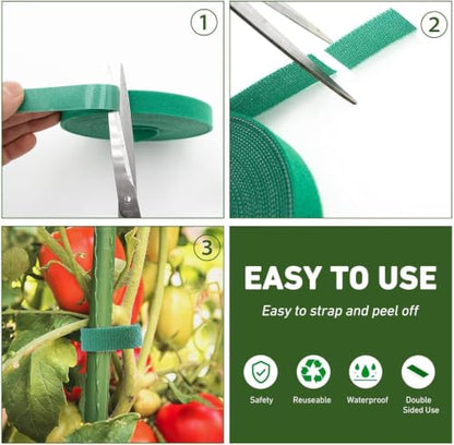 Garden Tie Green Tape,Twist Ties for Plants 1/2" * 33ft Garden Plant Ties Soft and Tomato Plant Ties,Plant Twist Tie for Plant Gardening,Home,Office