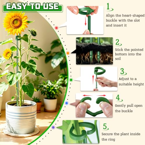 SupKing Telescoping Plant Stakes 37 inch,Adjustable Green Monstera Support Stake with Clips,Sturdy Plant Sticks Ploes for Indoor Outdoor,Garden Stakes for Flowers Tomato Vegetables Vine-3Pack