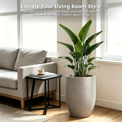 Kante Accent Round Curved Weathered Concrete Planter 12.6" Dia, Outdoor - color: Weathered Concrete, size: 16.5 Inch Tall