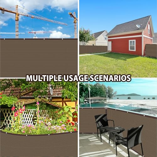 4×50FT Heavy Duty Fence Privacy Screen, 180GSM, 90% Block, Include Zip Ties - color: Brown, size: 4*50FT