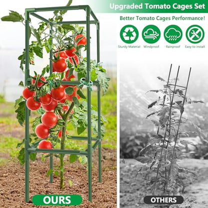 6 Pack 49" Square Tomato Cages, Heavy Duty Steel Tomato Trellis Kit - size: 6PCS Cages