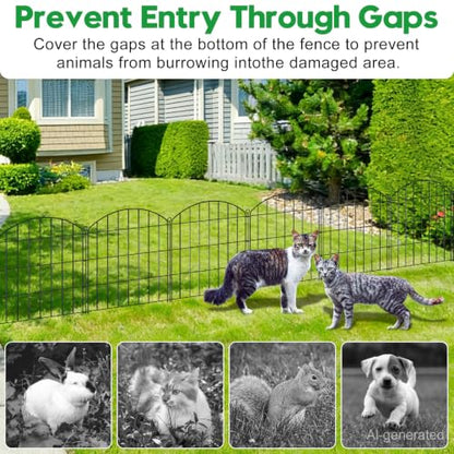 Decorative Garden Fence 24in (H) x16ft (L),Arched Rustproof Metal No Dig - size: 10 Panels-24in(H) x 16ft(L) without Gate