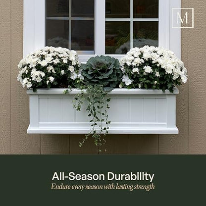 Mayne Cape Cod 4ft Window Box - Black - 48in L x 11in W x 10.8in H - Polyethylene - Built-in Water Reservoir (4841-B) - color: Black