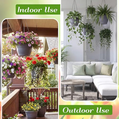 20 Pack Hanging Planter Basket 10 Inch with Drainage Tray - color: Gray, size: 10 Inch