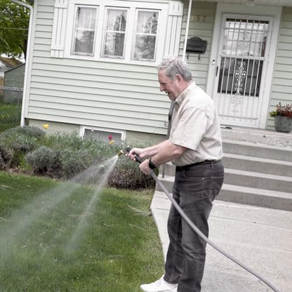 YOTOO Heavy Duty Hybrid Garden Water Hose 5/8-Inch by 100-Feet 150 PSI Kink Resistant, Flexible with Swivel Grip Handle and 3/4" GHT Solid Brass Fittings, Gray - color: Gray, size: 100 FT
