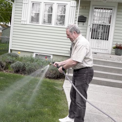 YOTOO Heavy Duty Hybrid Garden Water Hose 5/8-Inch by 25-Feet 150 PSI Kink Resistant, Flexible with Swivel Grip Handle and 3/4" GHT Solid Brass Fittings, Gray - color: Gray, size: 25 FT