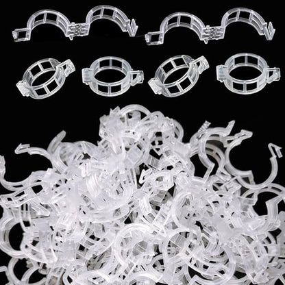 50pcs Plastic Support Clips - Tomato Clips for String Trellis, Grape Vine Clips for Garden Netting Climbing Plants, Secured Plastic Plant Clip for Fixing Stem and Vine (50, White)