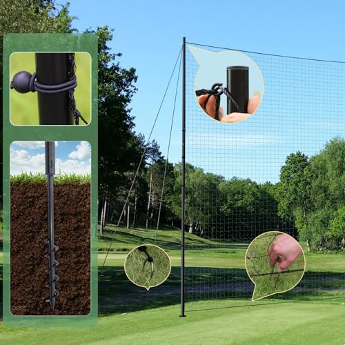 Ball Stop System - Soccer Backstop Net, Heavy Duty, High Impact, Practice Barrier - size: Socketed - 1.75 inch Net, style: 30FT X 10FT