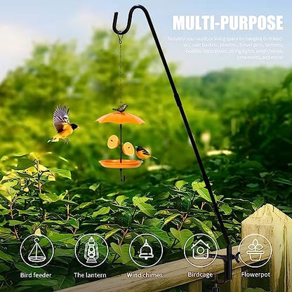 Juegoal 2 Pack Heavy Duty Deck Hook with 2 Inch Non Slip Clamp, 25 or 36 Inch Extended Reach Deck Hook, Adjustable Rail Pole Plant Bracket for Hanging Bird Feeder, Suet Baskets, Lanterns, Wind Chimes