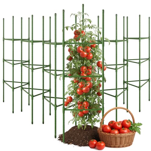 CEWOR 6 Pack Tomato Cage, 51.2 Inch Tall Adjustable Tomato Trellis - size: 51.2 Inch