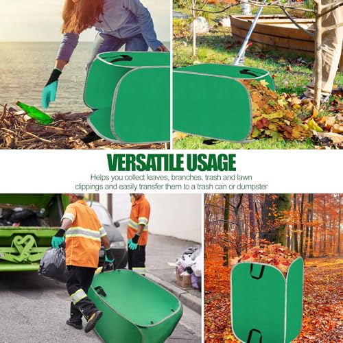 Hysagtek Portable Pop Up Leaf Collector - 80 Gallon Foldable Reusable Yard Garden Leaf Bags with Handles, Self-Standing, Comes with Gloves