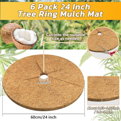 Legigo 6 Pack Coconut Fiber Mulch Ring Tree Plant Protector Mat, 24 Inch - color: 6 Pack, size: 24 Inch