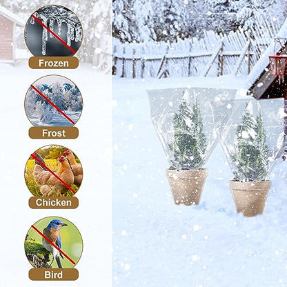 6Pcs 24"x32" Winter Plant Cover Freeze Protection, Plastic Plant Frost Bags - size: 32"H, 24" Opening