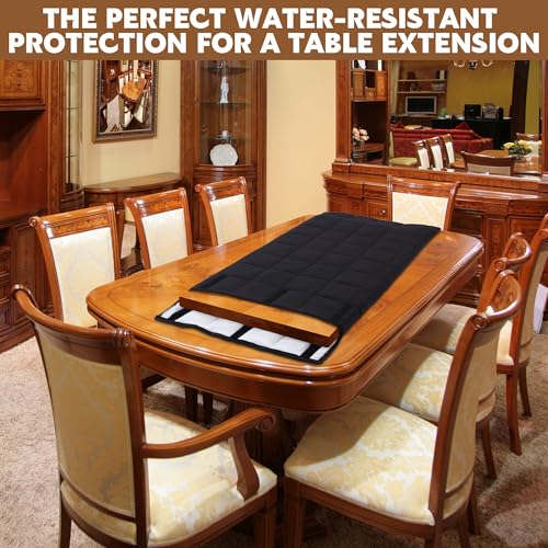 BALAPET Padded Table Leaf Storage Bag, 54 x 28 in, Fits Dining Table Leaves up to 52 x 25 in, Water-Resistant Quilted Cover with Soft Lining and Adjustable Hook-and-Loop Closure, Black, 1 Pack