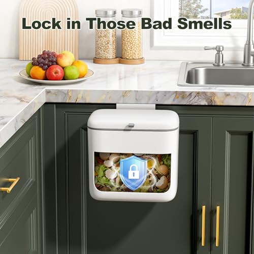 CTIME Compost Bin Kitchen 1.8 Gallon, Hanging Small Trash Can
