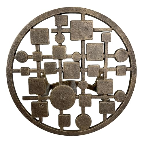 Zeckos Garden Hose Holder Circles and Squares 12 Inch Cast Iron Bronze - color: Mcm Circles & Squares - Bronze