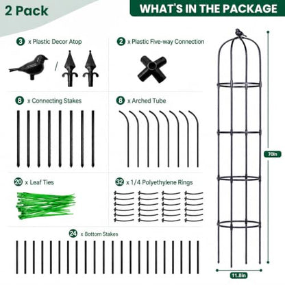 OTOSUNNY 2 Pack 6 ft Garden Obelisk Trellis for Climbing Plants Outdoor - size: 2 pack 75.6 in