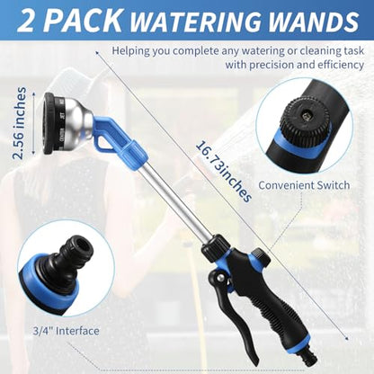 Hushee 2 Pack Garden Hose Wands 16'' Heavy Duty Metal Watering Wands