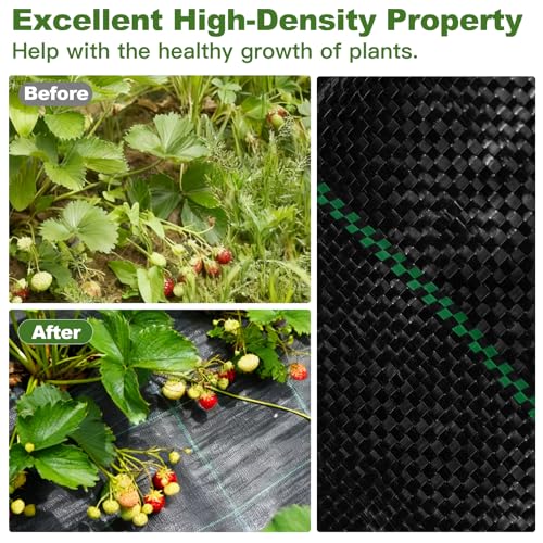 Approx.3.3FT×13FT Weed Barrier Fabric,Landscape Fabric,3.2oz Weed Barrier Fabric Heavy Duty,Weed Control Garden Cloth,Woven Geotextile Fabric for Garden Beds, Underlayment, with 4 U-Securing Pegs - size: 3.3FT×13FT, style: Weed Barrier Fabric+4 U-Securing