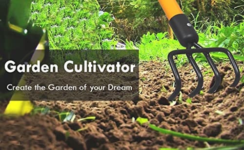 Ashman Garden Cultivator (1Pack)– Sturdy Hand Tiller/Cultivator – Heavy Duty Blade for Digging, Loosening Soil and Weeding – Rubber Grip Handle for a Strong Hold – Rust Resistant - size: 1 Pack