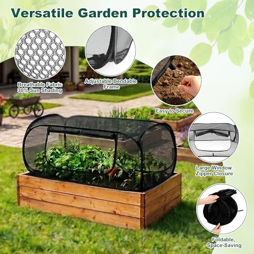 2-Pack Raised Garden Bed Covers, Pop-Up 30% Shade Mesh, 45 x 22 x 17.7 in - color: Black