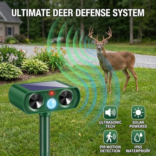 2026 Sonic Fortress Pro Deer Repellent Devices for Plants,4 Pack