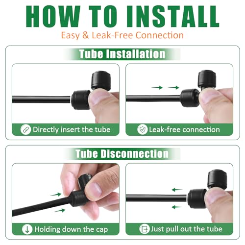 1/4 Inch Drip Irrigation Elbow Fittings, 22 Pieces Push-to-fit Corner 90 Degree Elbow Connectors for 1/4" Irrigation Tubing Leak Free Drip Line Parts for Garden Lawn Irrigation System - size: 1/4" Push to Connect Elbow