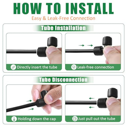1/4 Inch Drip Irrigation Elbow Fittings, 22 Pieces Push-to-fit Corner 90 Degree Elbow Connectors for 1/4" Irrigation Tubing Leak Free Drip Line Parts for Garden Lawn Irrigation System - size: 1/4" Push to Connect Elbow