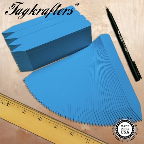 6" x 5/8" Blue Premium Pot Stakes with Marker - 400 Pcs - Plastic Plant Tags and Labels - Nursery Garden Tree Labels Waterproof Writeable | Made in The USA |
