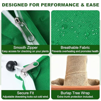 Plant Covers for Freeze Protection, 2 Pack 63" x 71" Drawstring - size: 63 x 71 Inch 2 Pack