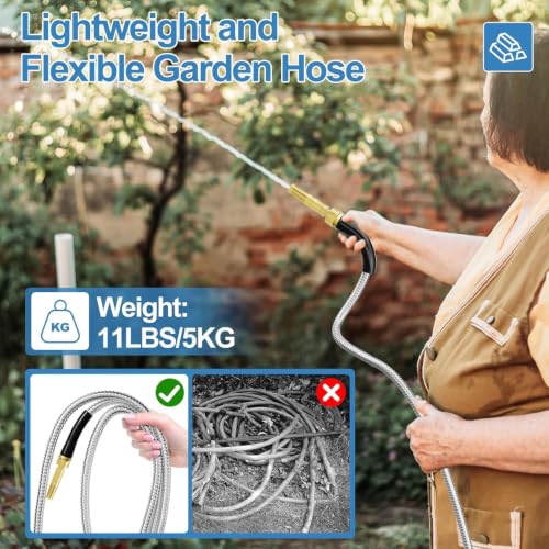 SPECILITE 25ft 304 Stainless Steel Metal Garden Hose with Rubber Grip - size: 25 ft, style: Rubber Grip