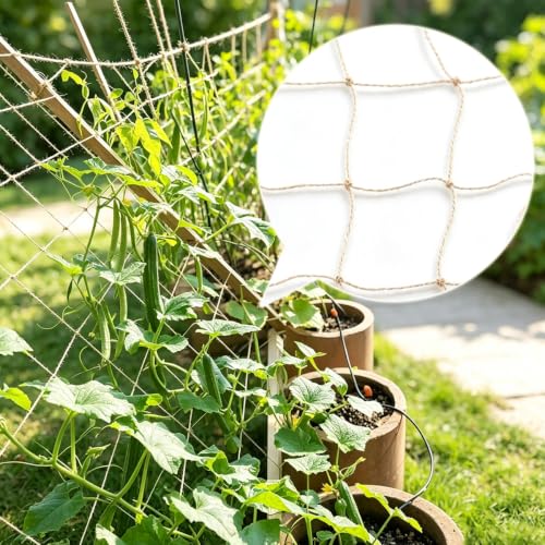 6.56 Ft * 6.56 Ft Jute Trellis Netting, Heavy-Duty Garden Plant Climbing Support Net for Vining Fruits, Vegetables & Flower Plants. - size: 2M*2M