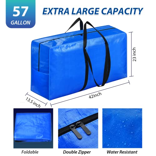Extra Large Storage Bags, 57 Gallon XXL Jumbo Large Moving Bags Heavy Duty - color: Blue - 4 PACK, size: 42" X 23" X 13.5"