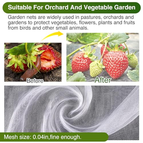 10 X 25FT Garden Mesh Netting Barrier,Fruit Tree Plant Netting for Vegetable Blueberry Bushes Plant Row Cover Screen Protection - size: 10X25FT