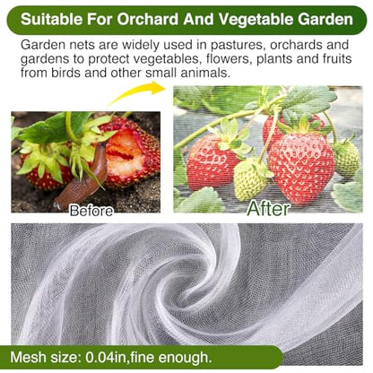 10 X 25FT Garden Mesh Netting Barrier,Fruit Tree Plant Netting for Vegetable Blueberry Bushes Plant Row Cover Screen Protection - size: 10X25FT