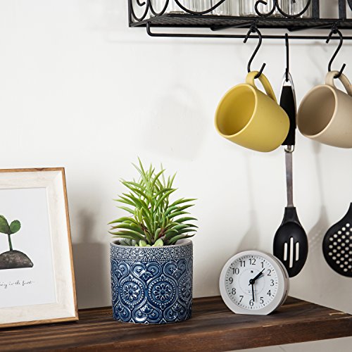 MyGift 4-Inch Cobalt Blue Ceramic Succulent Planter Pots, Set of 2
